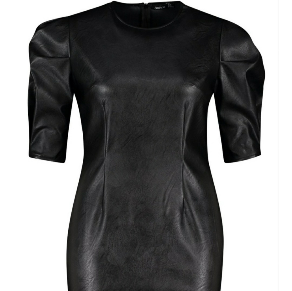 Pleather Puff Sleeve Dress
